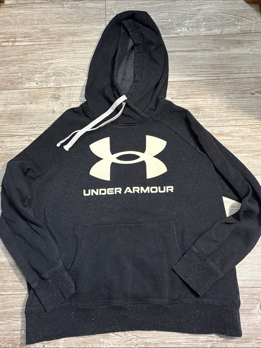 Under Armour Black Specked Hoodie with White Logo